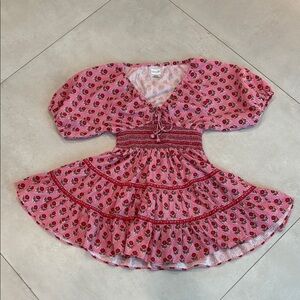 SAYLOR Red and White Smocked Puff Sleeve Sundress
